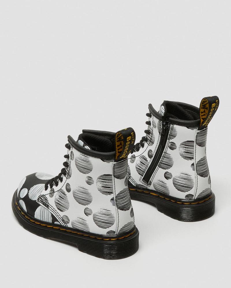 Black Kids' Dr Martens Toddler 1460 Polka Dot Leather Lace Up Boots | CA 703SGL